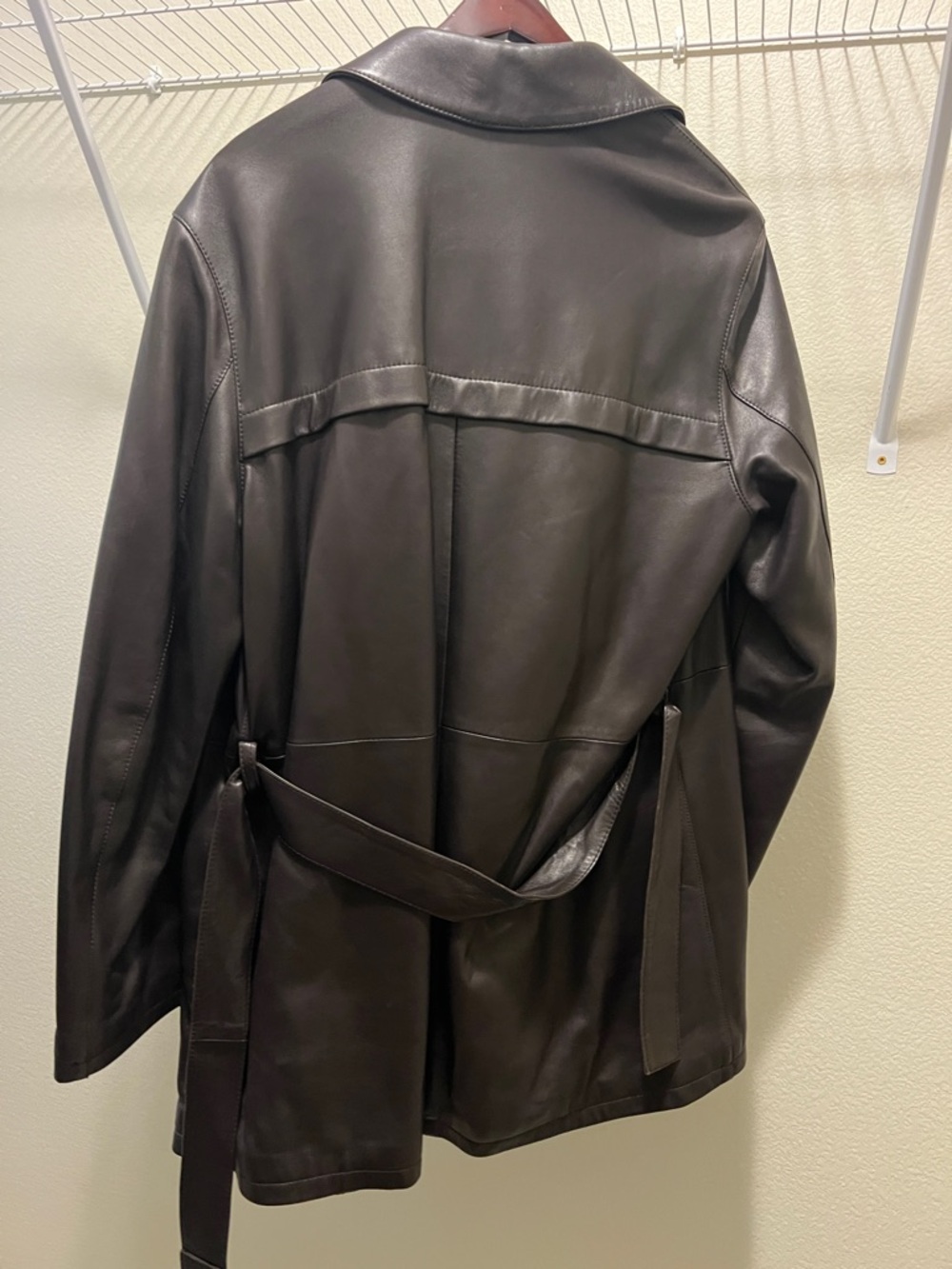 Cerriti 1881 Leather Trench Coat with Belt